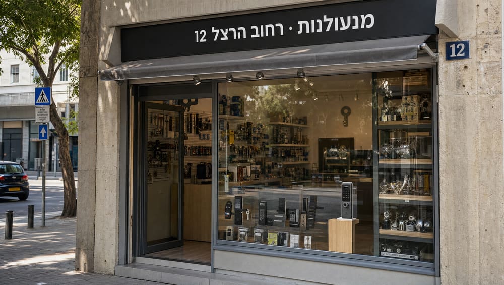 חזית חנות Elock — נוכחות ותיקה בשוק המנעולים החכמים בישראל, רקע נייטרלי